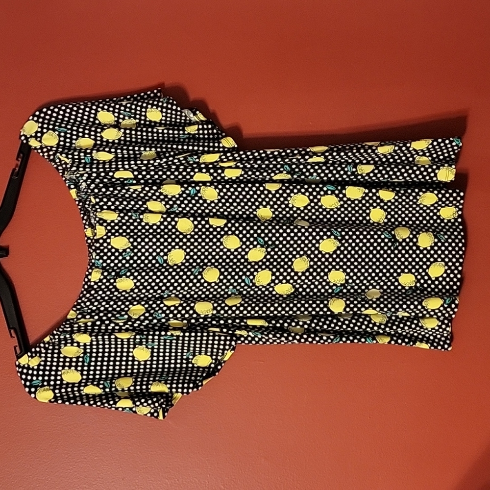 Off shoulder lemon polka dot top plus size 16